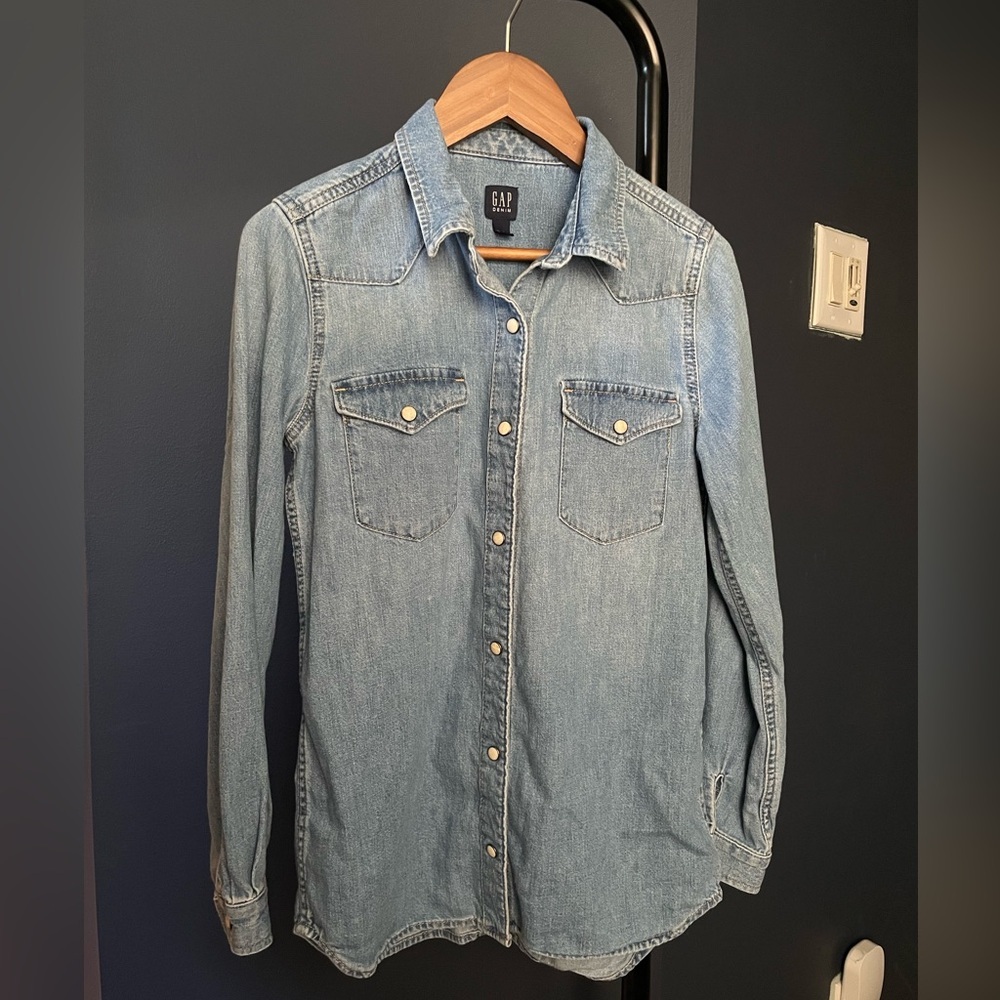Gap Light Wash Denim Western Style Oxford Shirt
